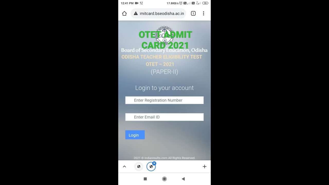 OTET ADMIT CARD DAWNLODE 2021