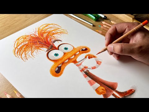 Anxiety Drawing Inside Out 2 Character Art Using Colored Pencils Time-Lapse