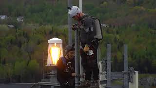 220 ft Antenna BASE jump, Static line.