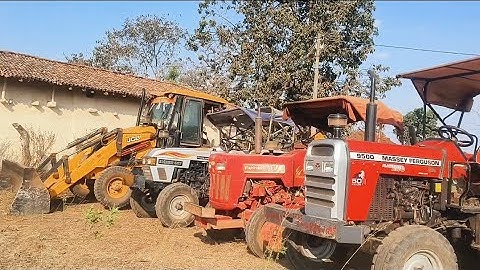 Jcb 3dx plus eco xpert soil  stuck overturned trolley mahindra 575 and mahindra 415  trolley loading