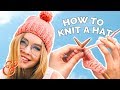 How to KNIT A HAT for Beginners (step by step tutorial)