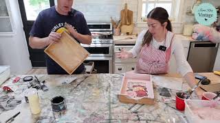 Chippy Old World Finish on Goodwill Thrift Store trays using Milk Paint - Trash to Cash