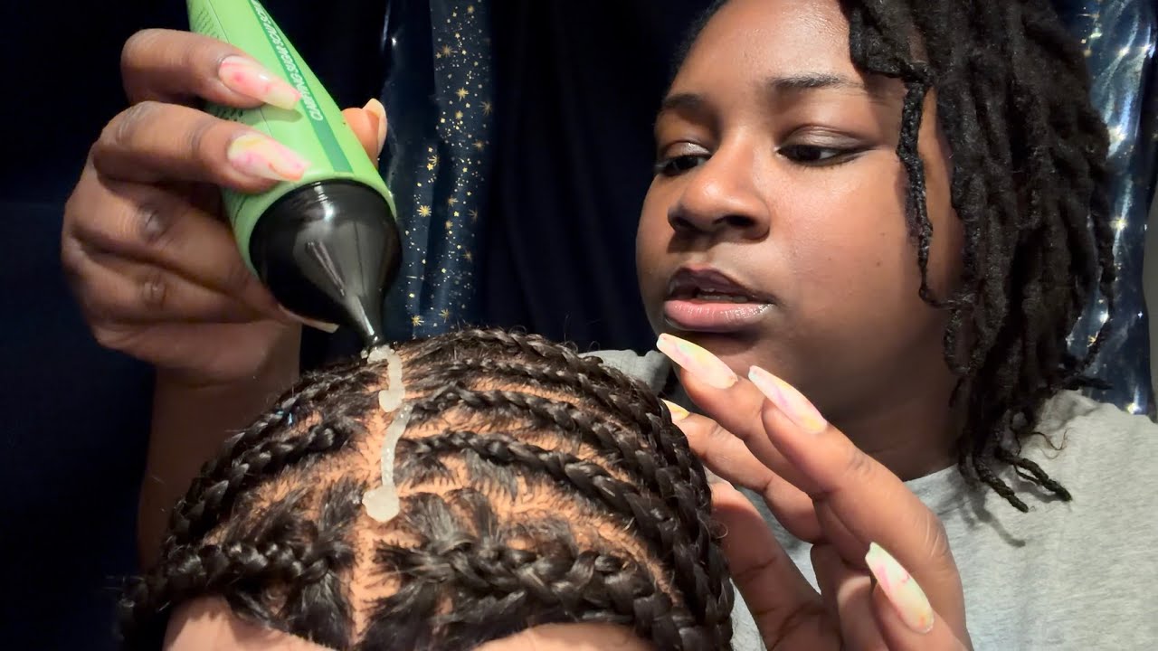  Scratching and Tending to Your Itchy Braids ASMR | Scalp Scrub, Foam, Oil, Tools