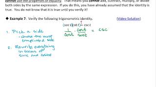 OS 7.1 Simplifying and Verifying Trigonometric Identities: Example 7