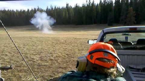 This is a 1 pound exploding target under a 5 pound bag of flour