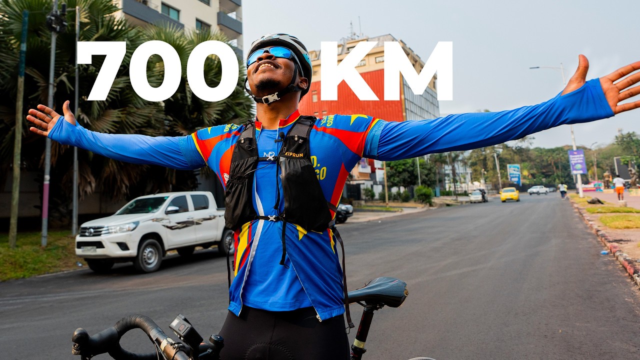 Он проехал на велосипеде 7000 км (из Демократической Республики Конго в Южную Африку).