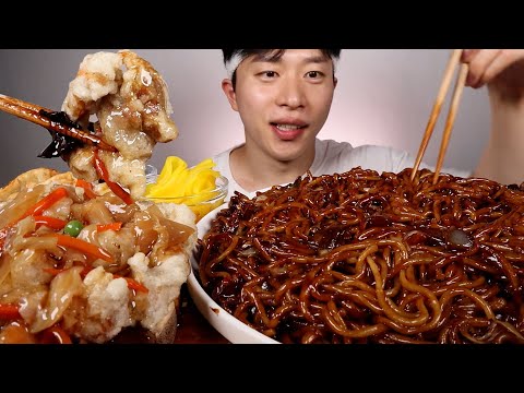 먹방 ASMR MUKBANG BLACK <strong>BEAN</strong> NOODLES <strong>SWEET</strong> PORKS EATINGSHOW