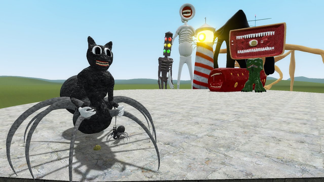 SPIDER CARTOON CAT VS Trevor Henderson Creatures | Garry's Mod Sandbox ...