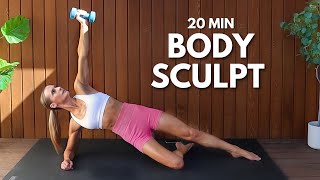 20 MIN FULL BODY SCULPT WITH WEIGHTS | Low Impact Apartment Friendly Workout 