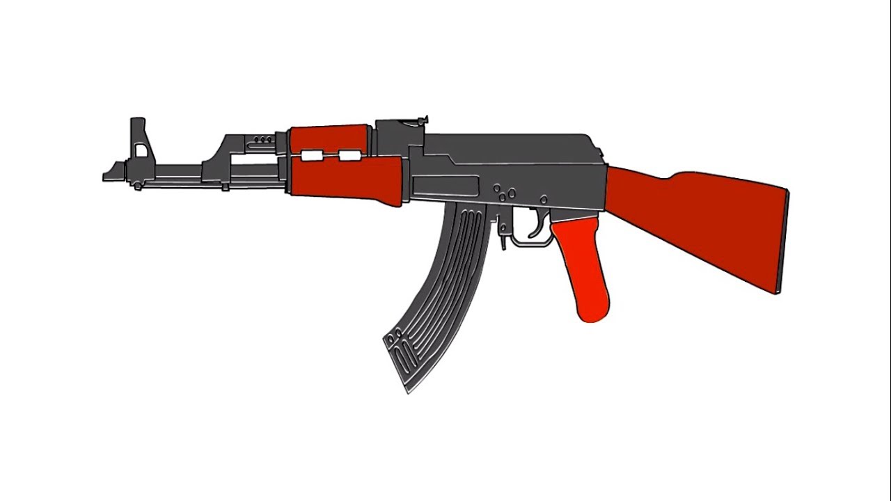 how to draw a gun ak47 step by step drawing tutorial video for kids with dr...