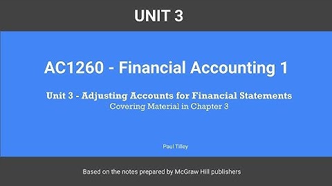 Unit 3 - End of Period Adjusting Entries