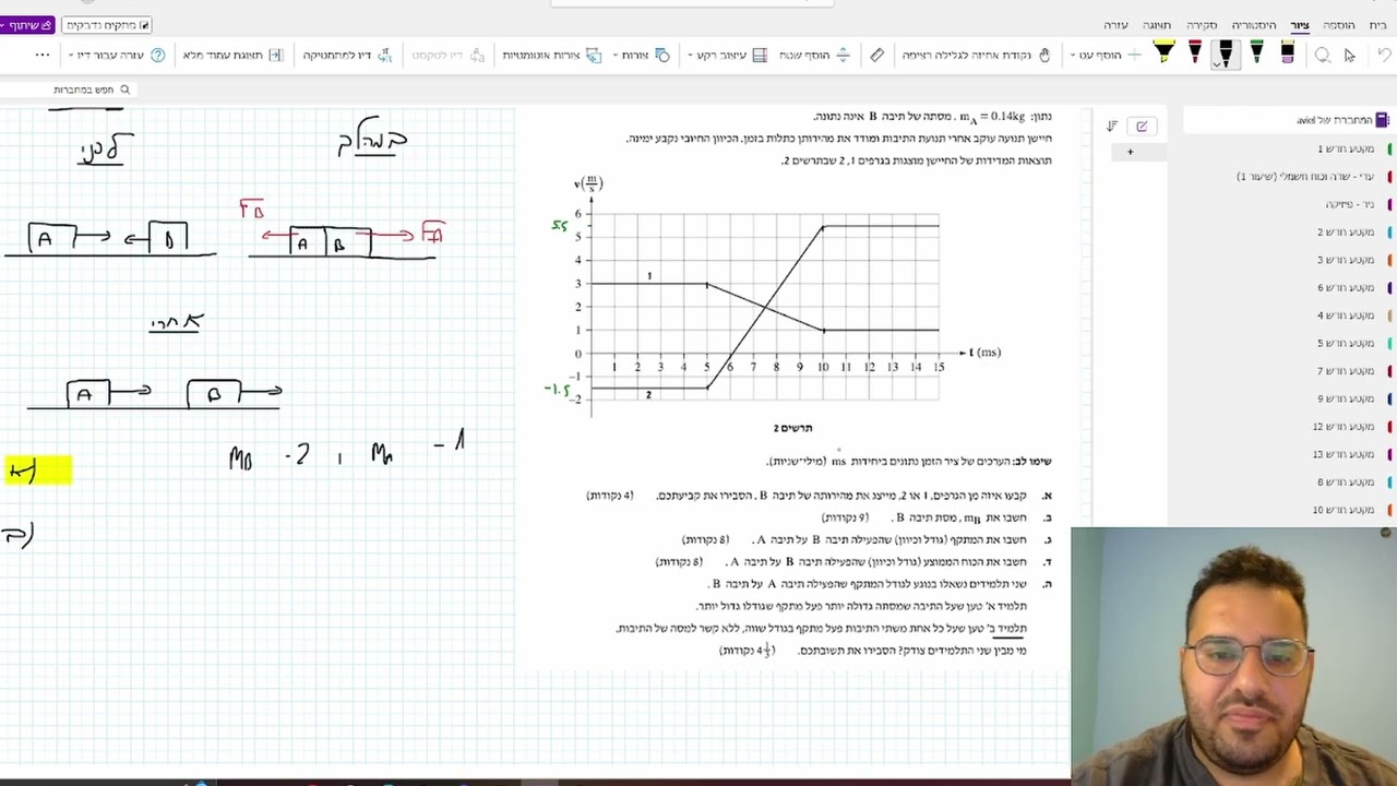 פתרון בגרות פיזיקה מכניקה 2024 שאלה 4 - מתקף ותנע 💥