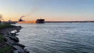 Great Lakes Freighter James R Barker with an awesome Master Salute on the St. Marys River