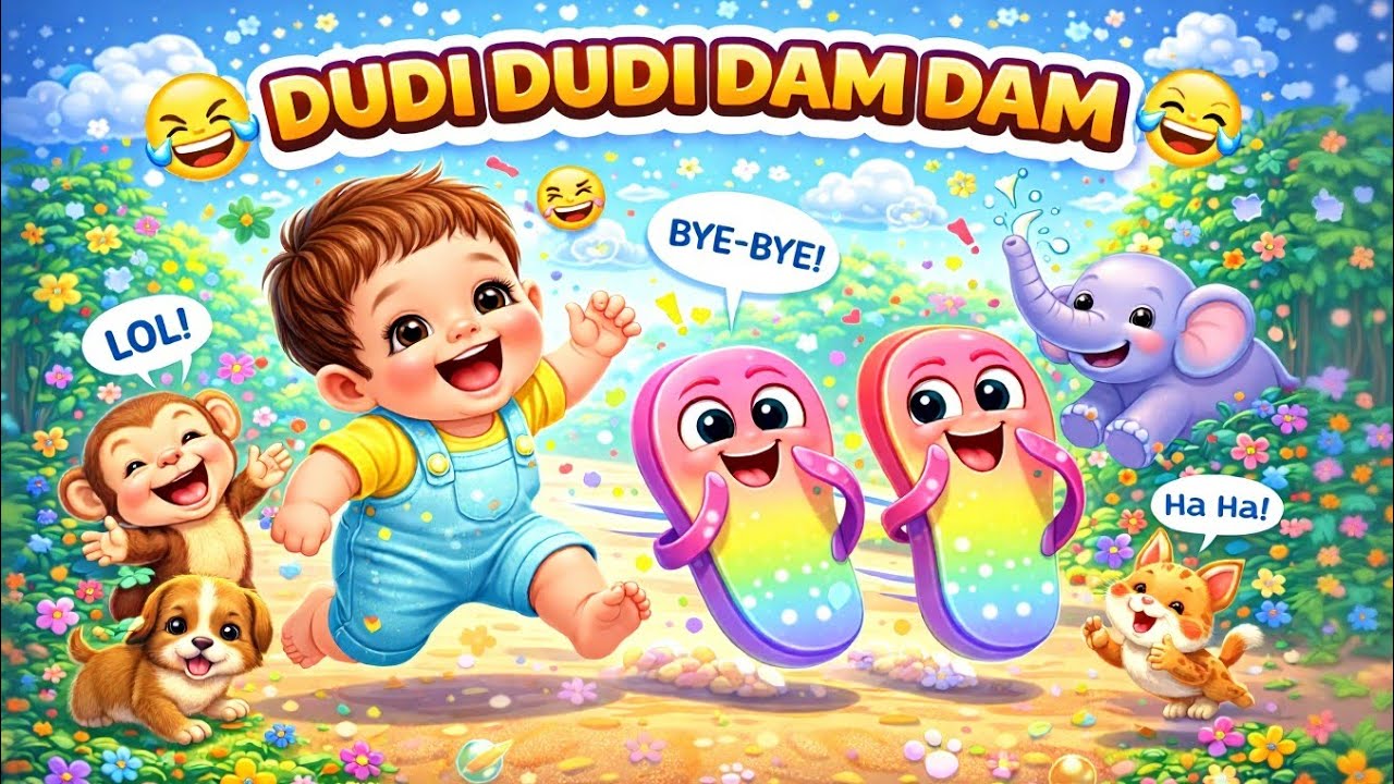 Dudi Dudi Dam Dam 👟 | Funny Chappal Song 😂 | Baby Dance & Chase Fun | Bouncy Baby