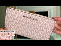 Michael Kors Jet Set Travel Double Zip Wristlet | Vanilla Signature/Acorn