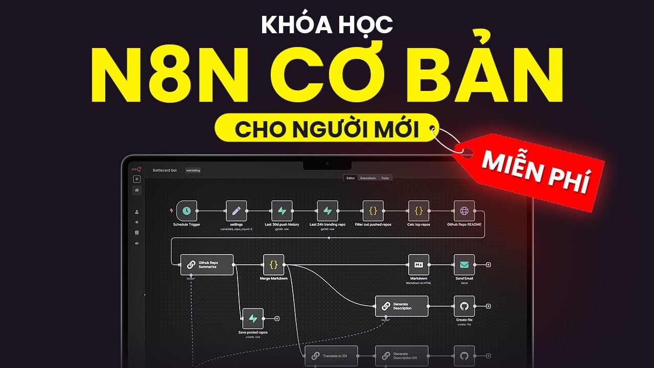 ⁣[Free course] Hướng dẫn N8n từ A - Z cho người mới bắt đầu | Hướng dẫn cho dân No-code, No-Technical