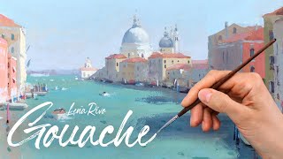 Painting Landscape with Gouache  Grand Canal, Venice  Gouache painting demo