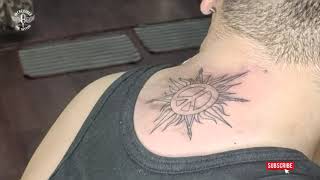 Sun Tattoo | Peace Symbol on back neck | Time Lapse