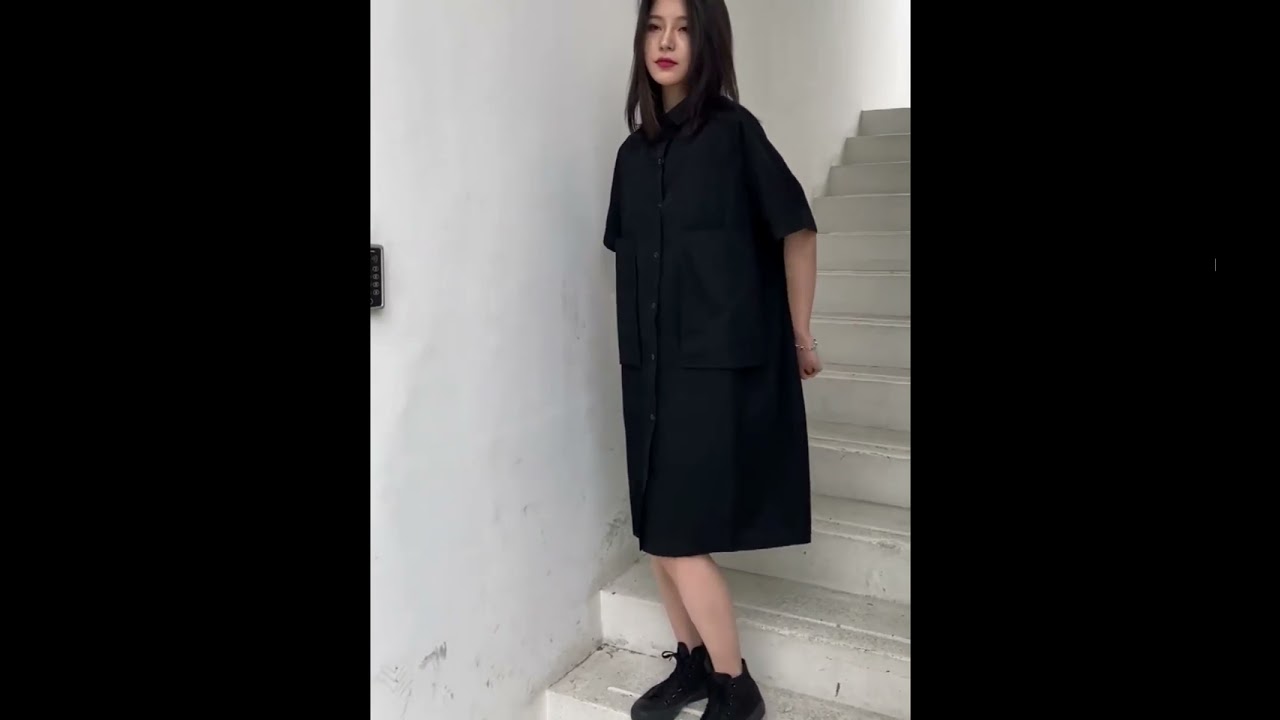 Front Big pocket Shirt Dress