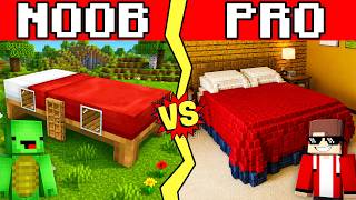 BED House Build Tutorial In Minecraft — JJ VS MIKEY Challenge — Maizen Parody