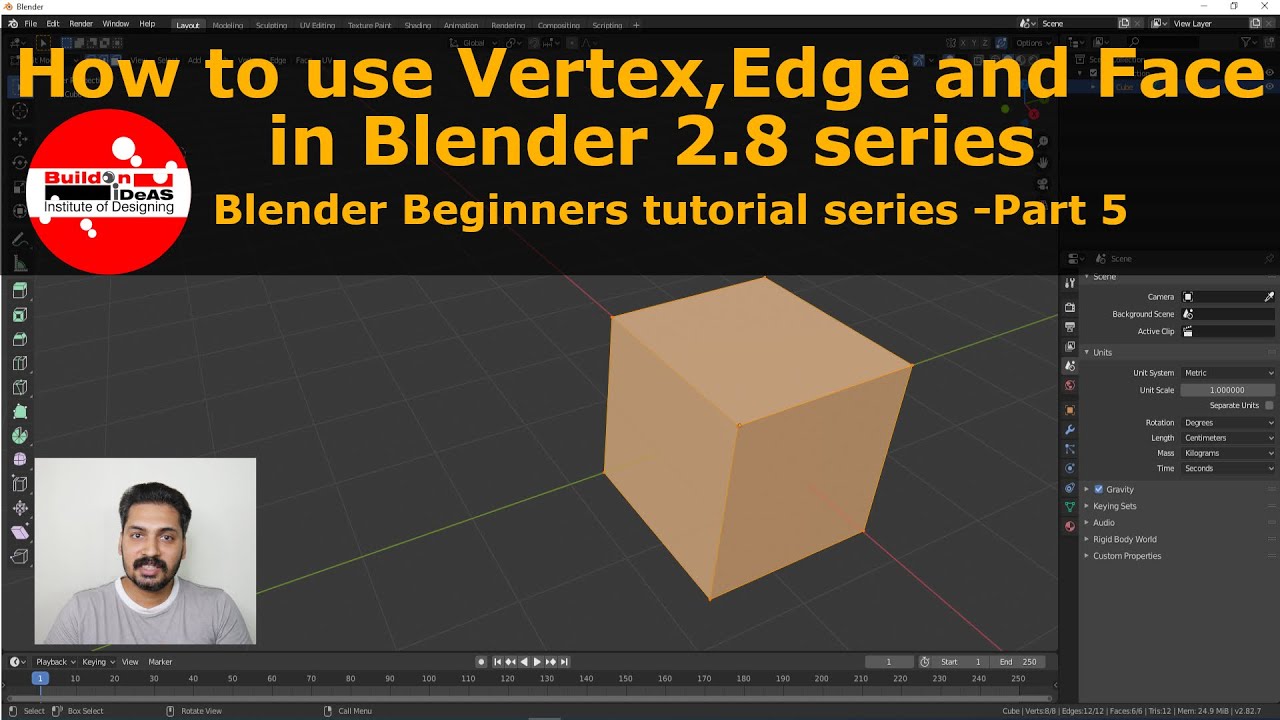 How to use vertex edge and face in Blender | Blender Beginners Tutorial series - Part 5