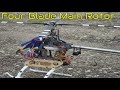 Clone T-Rex 450 RC heli (test four blade main rotor) FBL K-Bar