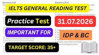 IELTS general training reading test with answers 2026 | July 2026