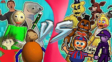 BALDI'S BASICS vs FIVE NIGHTS AT FREDDY'S PART 1 (Baldi's Basics Research) Cartoon Fight Club