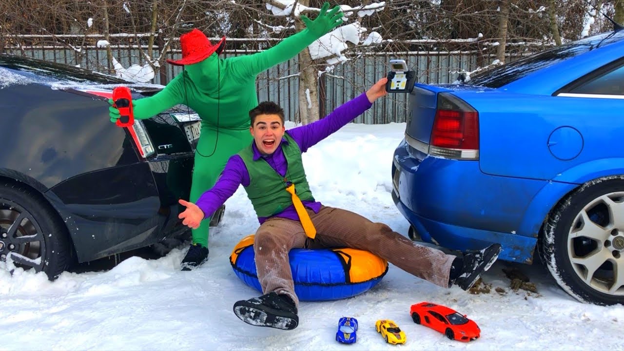 Mr. Joe found Scotch Tape VS Green Man on Opel Vectra OPC w/ Car Keys & Toy Cars in Trunk for Kids