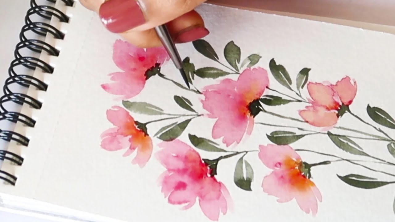 How to paint easy and quick flower bunch  Watercolor florals  Easy  florals painting ideas