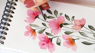 How to paint easy and quick flower bunch | Watercolor florals | Easy florals painting ideas