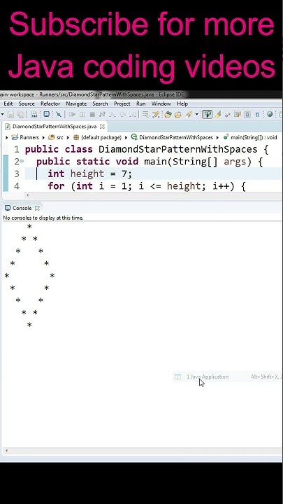 Java Diamond Star Pattern With Spaces Program #shorts - YouTube