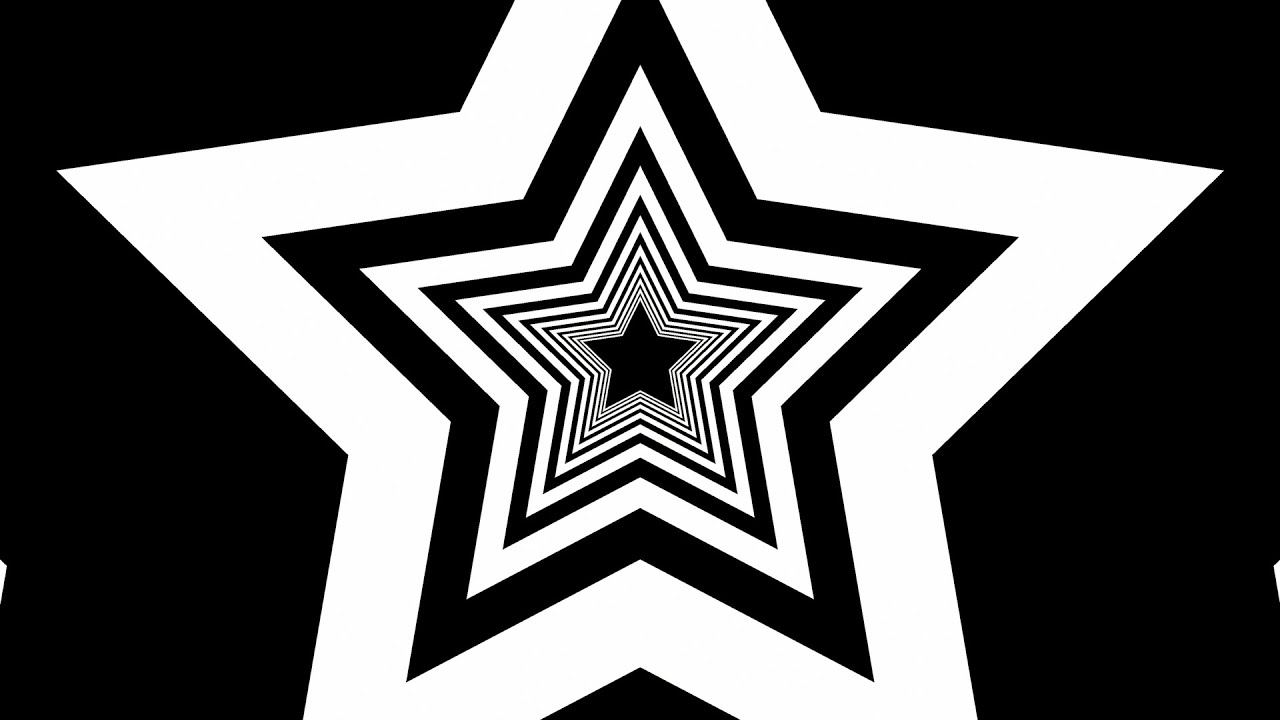 Moving Forward In Black White Optical Illusion Star Chamber Tunnel 4K Background VJ Video Effect