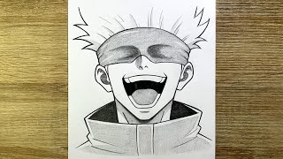 Comment dessiner Satoru Gojo de Jujutsu Kaisen | Gojo dessin facile étape par étape | Dessin manga