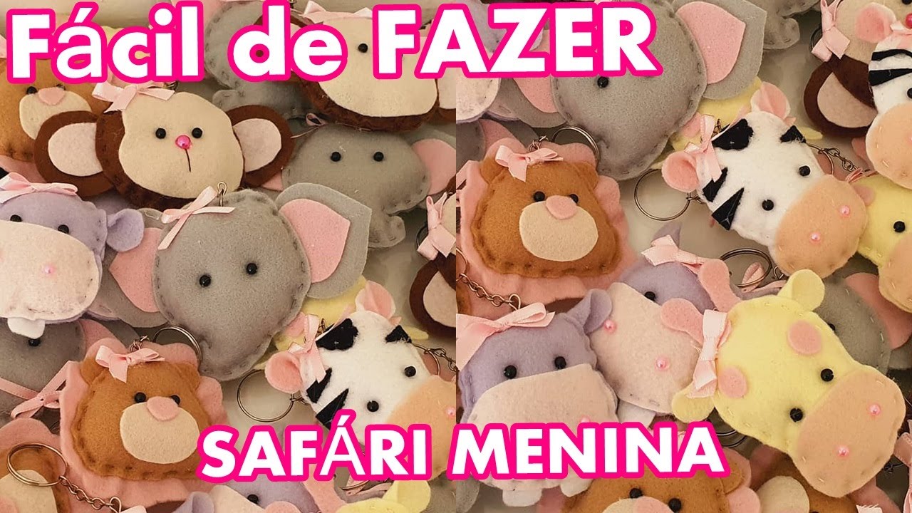 Como Fazer Animais Tema Safari Lembrancinha Que vende muito Ideia lucrativa com feltro chaveiro