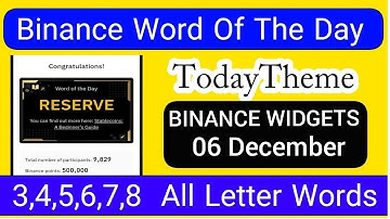 Binance Word of the Day Answer Today 06 December 2025 | Theme BINANCE WIDGETS | Binance Crypto WODL