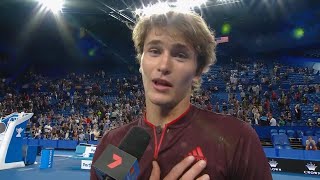 Alexander zverev and angelique kerber talk about their win today over
team australia, makes a plea to roger federer.