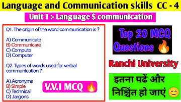 language and communication skills cc 4 MCQ questions। Objective questions of English CC 4 sem 2 ।।