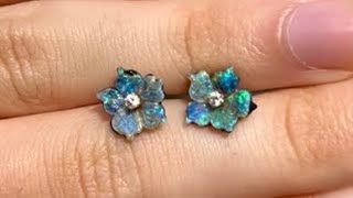 Carved Opal Flower Earring Jackets — Boulder Doublets | OpalPop