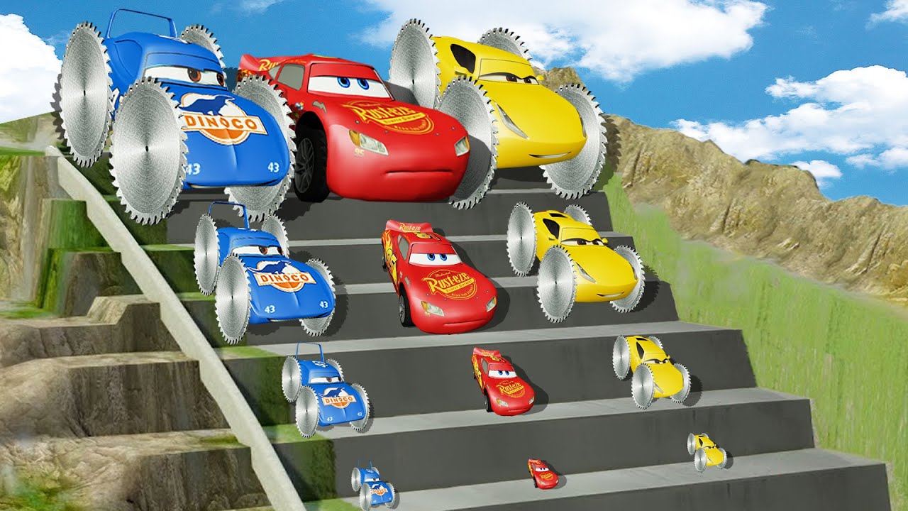 Big & Small McQueen & Police Car vs Zombie Mack | Deadly Pit & Spinning Machine – BeamNG.drive