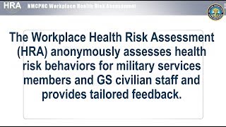 NMCPHC Workplace Health Risk Assessment (HRA) – What You Need to Know