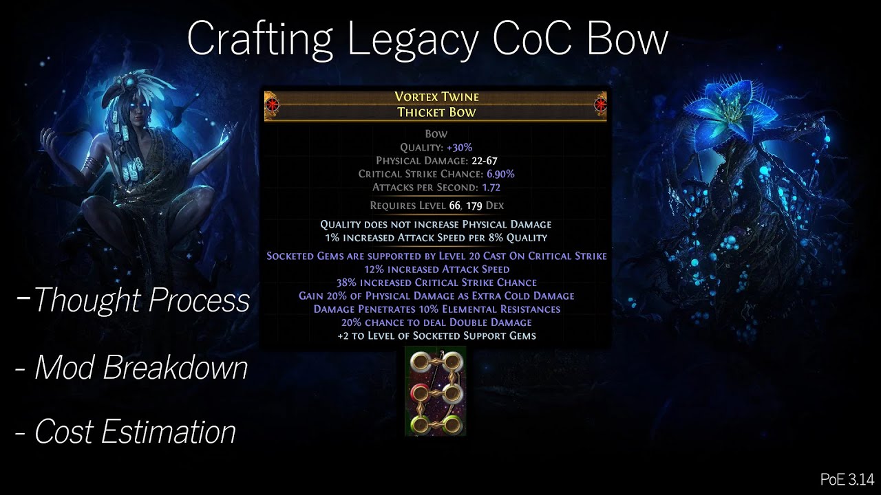 PoE Crafting LEGACY CoC Bow. 20 DOUBLE DAMAGE. YouTube