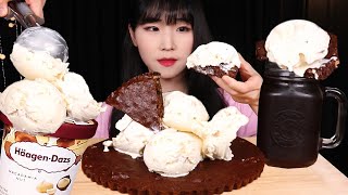 꾸덕꾸덕 브라우니타르트 하겐다즈 마카다미아 아이스크림 먹방 Brownie Tart Häagen-Dazs Ice Cream EATING SOUNDS MUKBANG ASMR ブラウニー