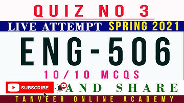 ENG506 Quiz 3 Spring 2021 Solution Live Attempt | ENG506 – Quiz 3 Spring 2021