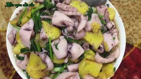 Hướng dẫn món mực xào dứa và cần tỏi thơm ngon bổ dưỡng | món ngon nhà nấu