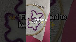 Watch a simple thread turn into a cute butterfly keychain 🦋✨#Shorts #PunchNeedle #HandmadeKeychain