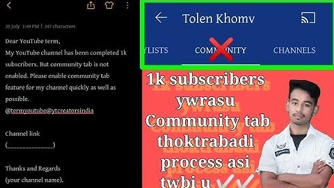 How we do after 1k subscribers community tab is not enable | Community tab thoktrabadi kari tougani.