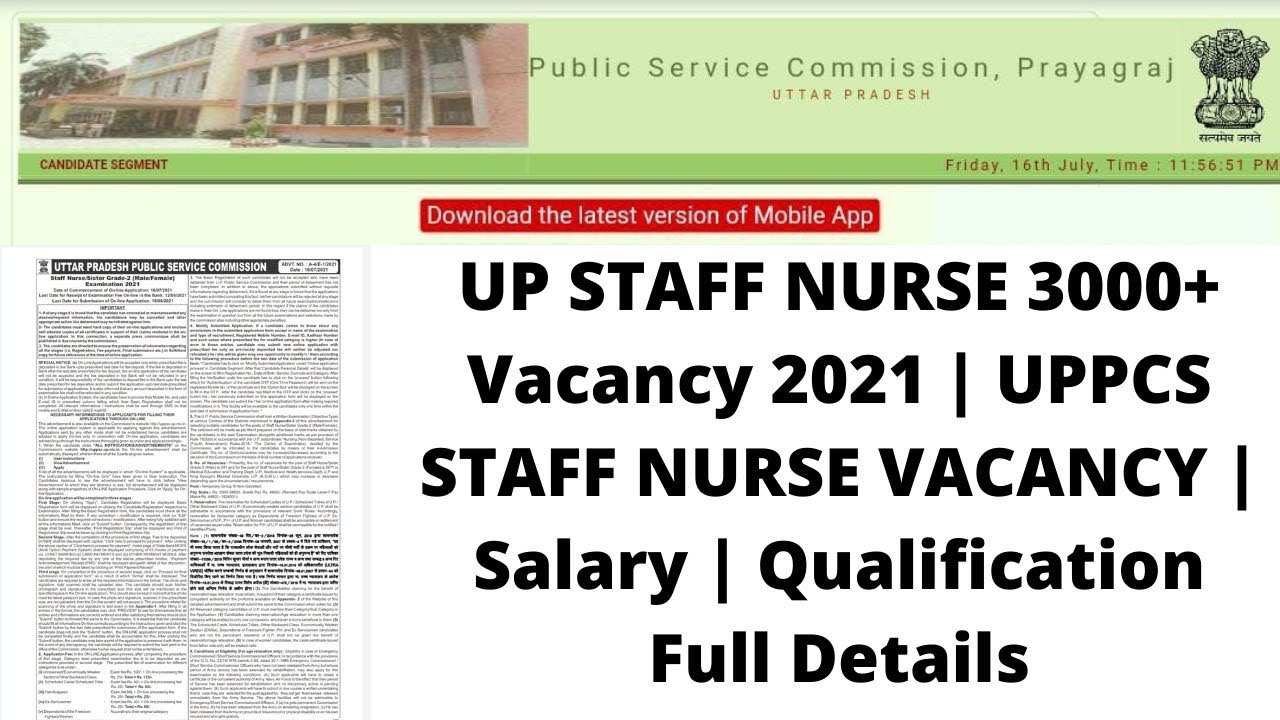 UP STAFF NURSE 3000+ Vacancy 2021 | UPPCS STAFF NURSE VACANCY | Salary | Qualification | Full Detail