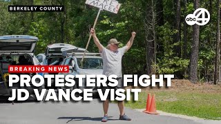 Protesters fight JD Vance's visit to Nucor Steel in Berkeley County