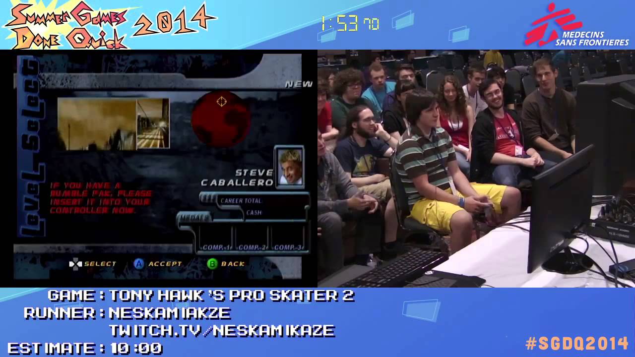 Tony Hawk's Pro Skater 2 by Neskamikaze in 6:21 - SGDQ2014 - Part 107